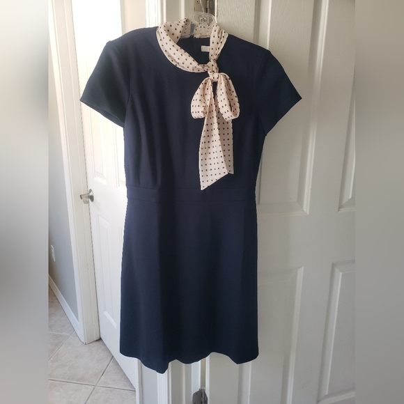 1901 Dresses & Skirts - 1901 by Nordstrom Navy Dress with Polka Dot Neck Tie Scarf size 10 NEW